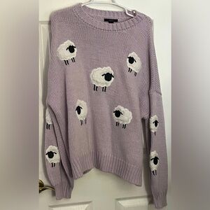 Forever 21 Sweater Size L Lavender with Sheep